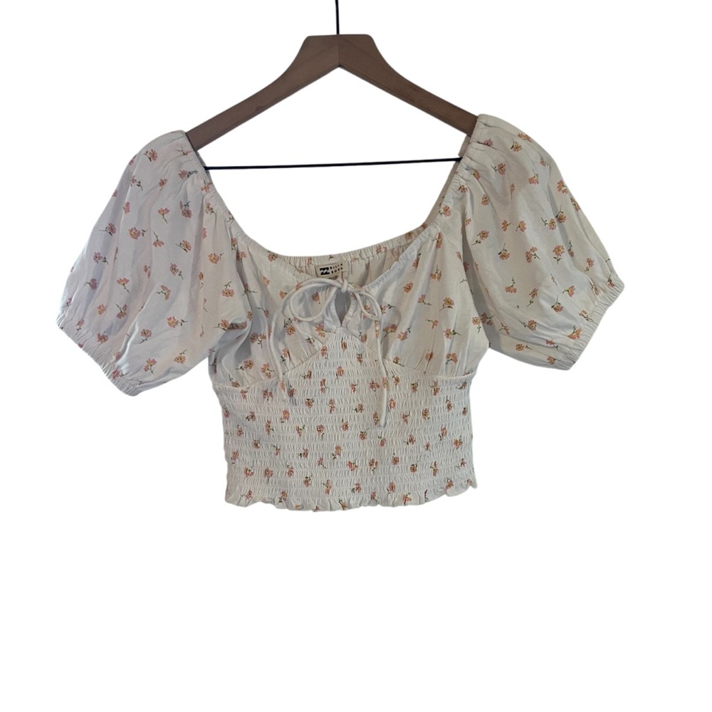 Billabong Sweet Sunset White‎ Floral smocked Crop Top boho
Small